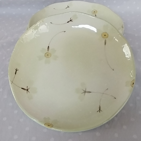 Mino Japan Green and Cream Sakura Cherry Blossom Ceramic Plates (3) - Picture 3 of 5